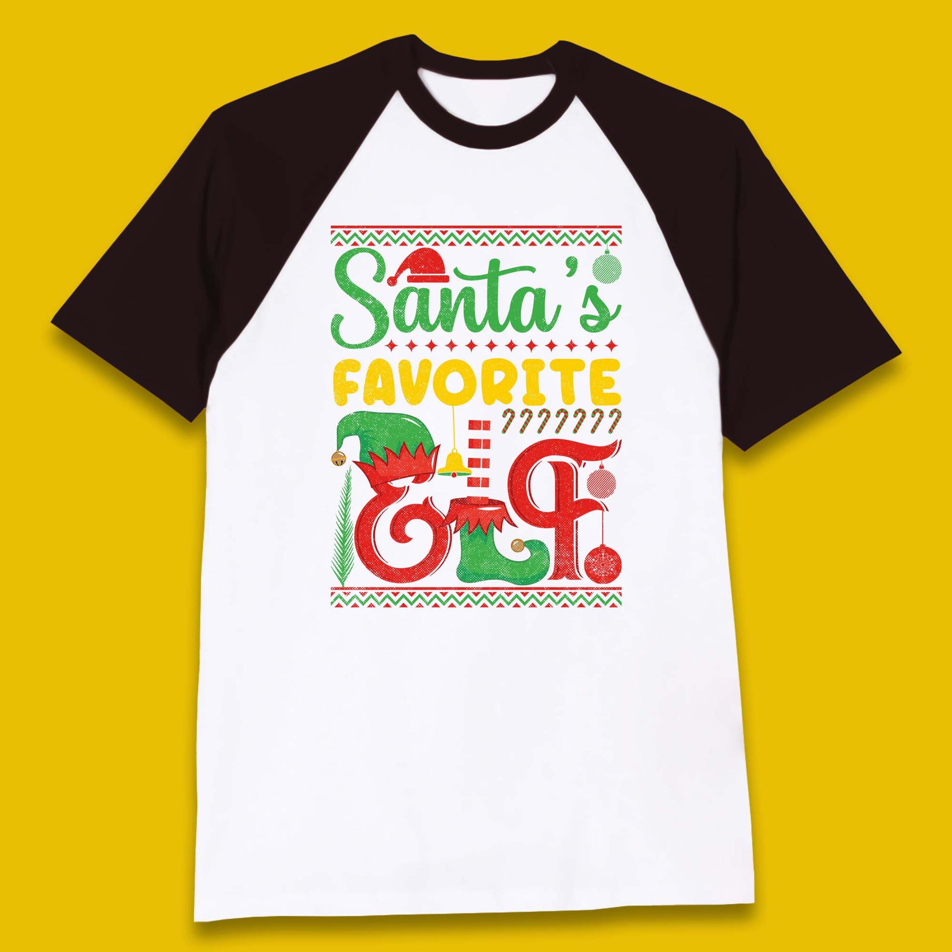 christmas santas favorite elf costume baseball t shirt
