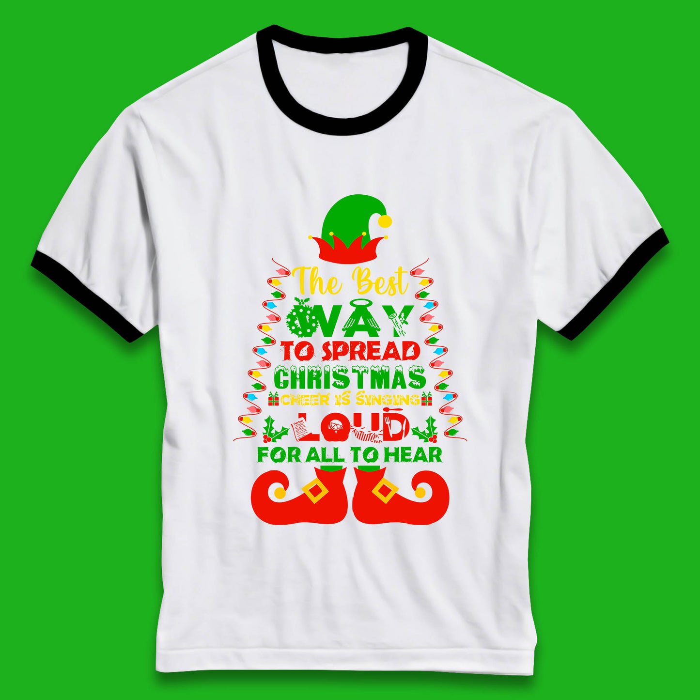 elf christmas quote ringer t shirt