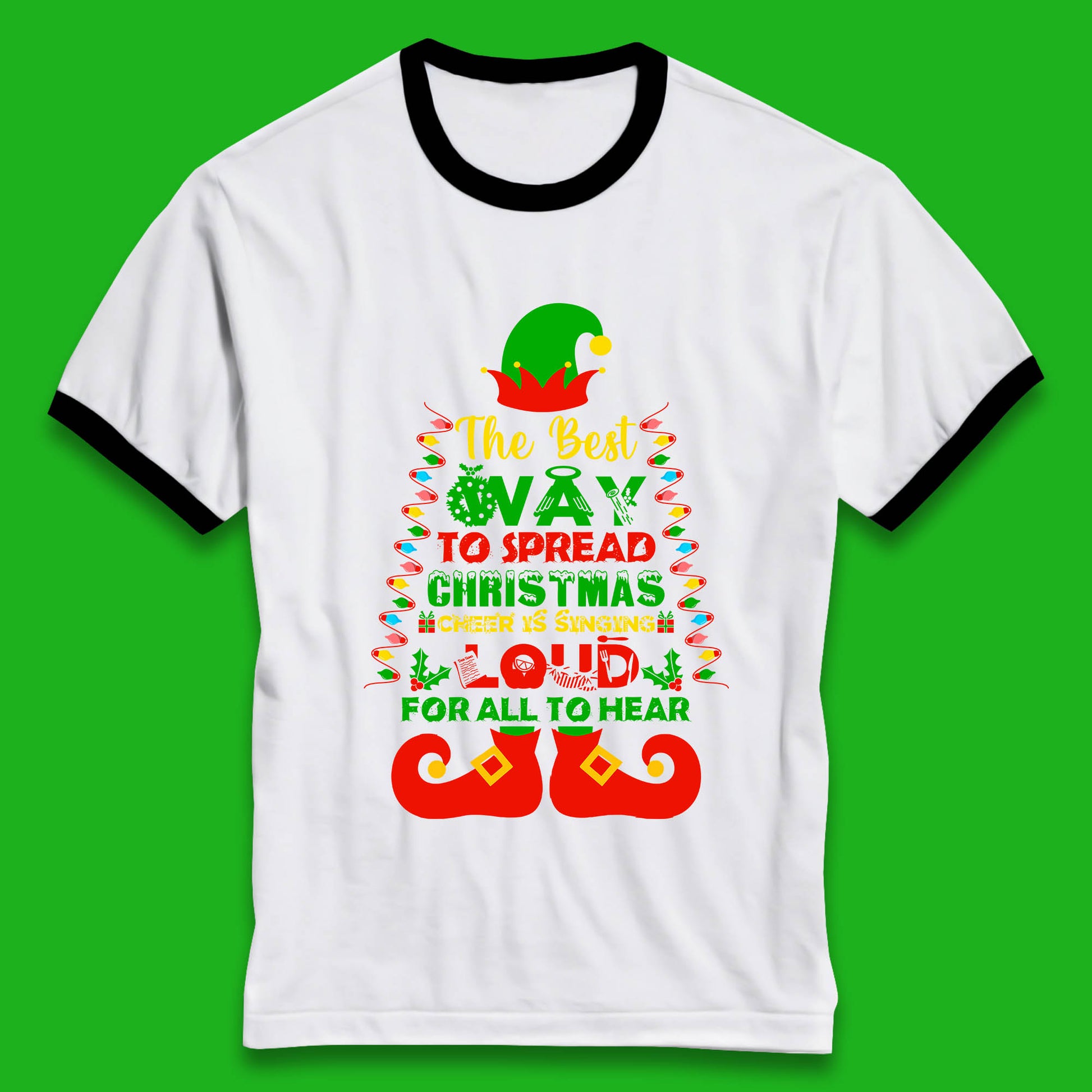 elf christmas quote ringer t shirt