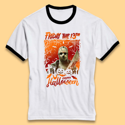 Friday The 13th Happy Halloween Jason Voorhees Halloween Horror Movie Character Ringer T Shirt