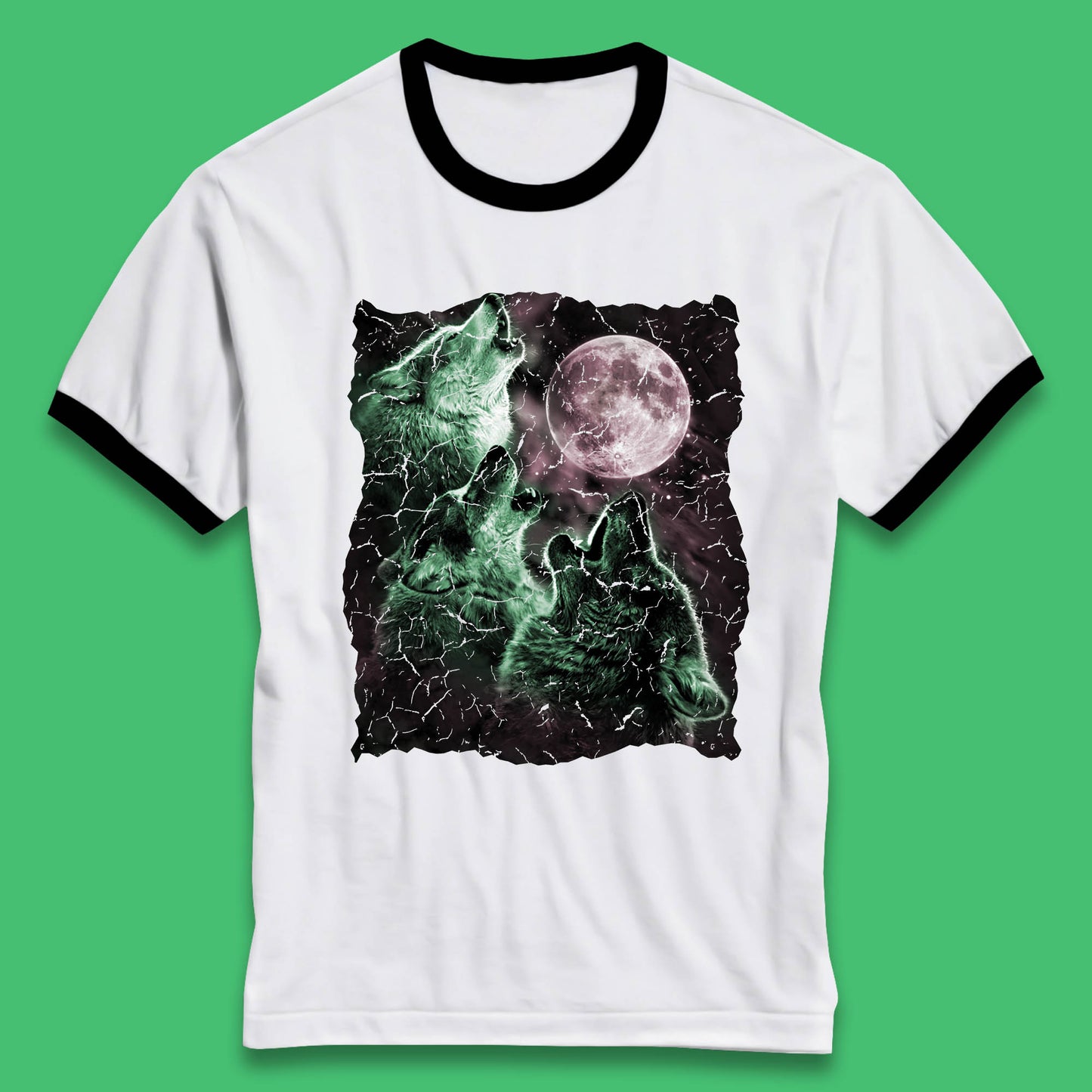 Three Wolf Howling At Moon Wild Free Wolves Three Wolf Dog Animal The Mountain Ringer T Shirt