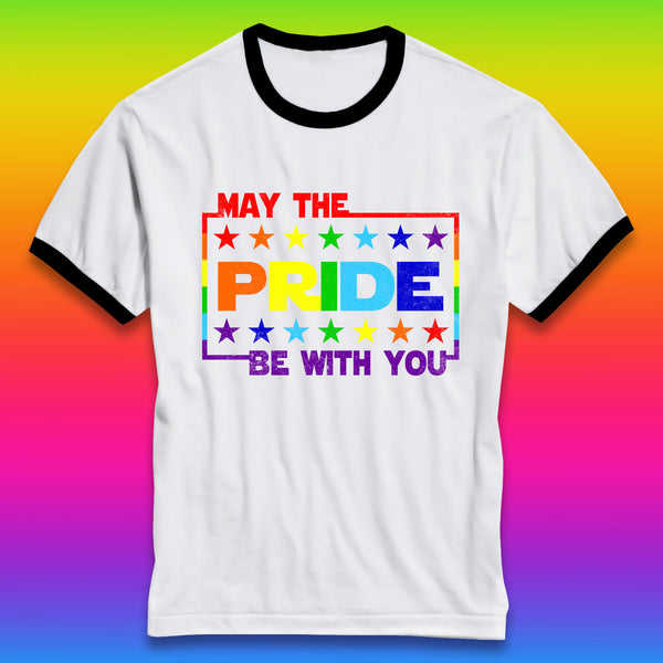 May The Pride Be With You LGBTQ Pride Month Rainbow Star Wars LGBT Pride Ringer T Shirt