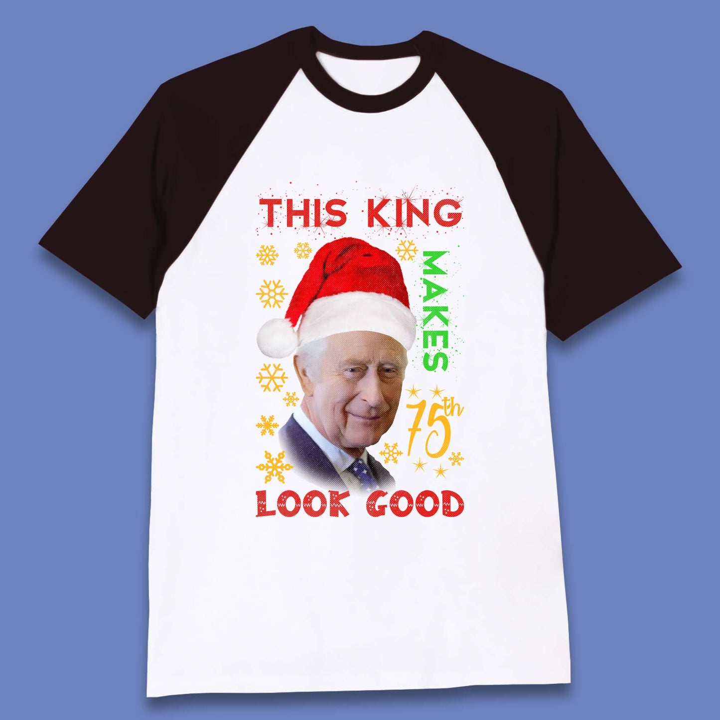 King Charles III Christmas Baseball T-Shirt