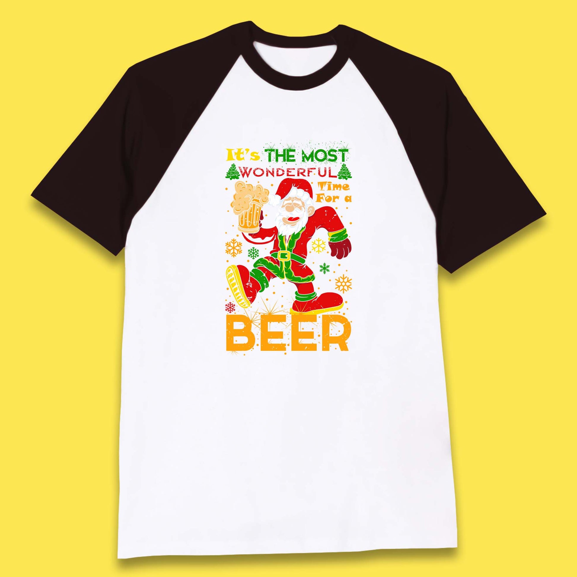 santa drink beer baseball t shirt