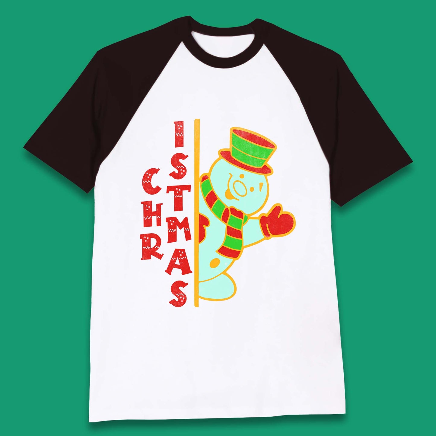 Christmas Snowman Baseball T-Shirt