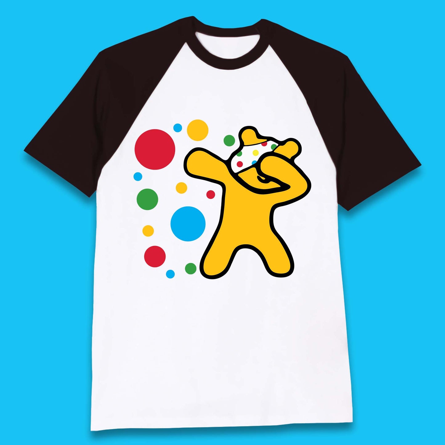 Dabbing Spotty Pudsey Bear Children In Need Dab Dance Spotty Day Donation Baseball T Shirt