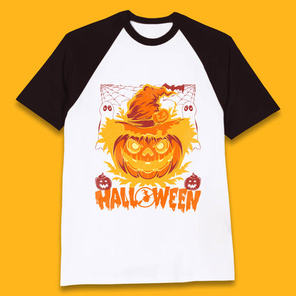 Halloween Scary Pumpkin Face Jack O Lantern Horror Halloween Night Baseball T Shirt