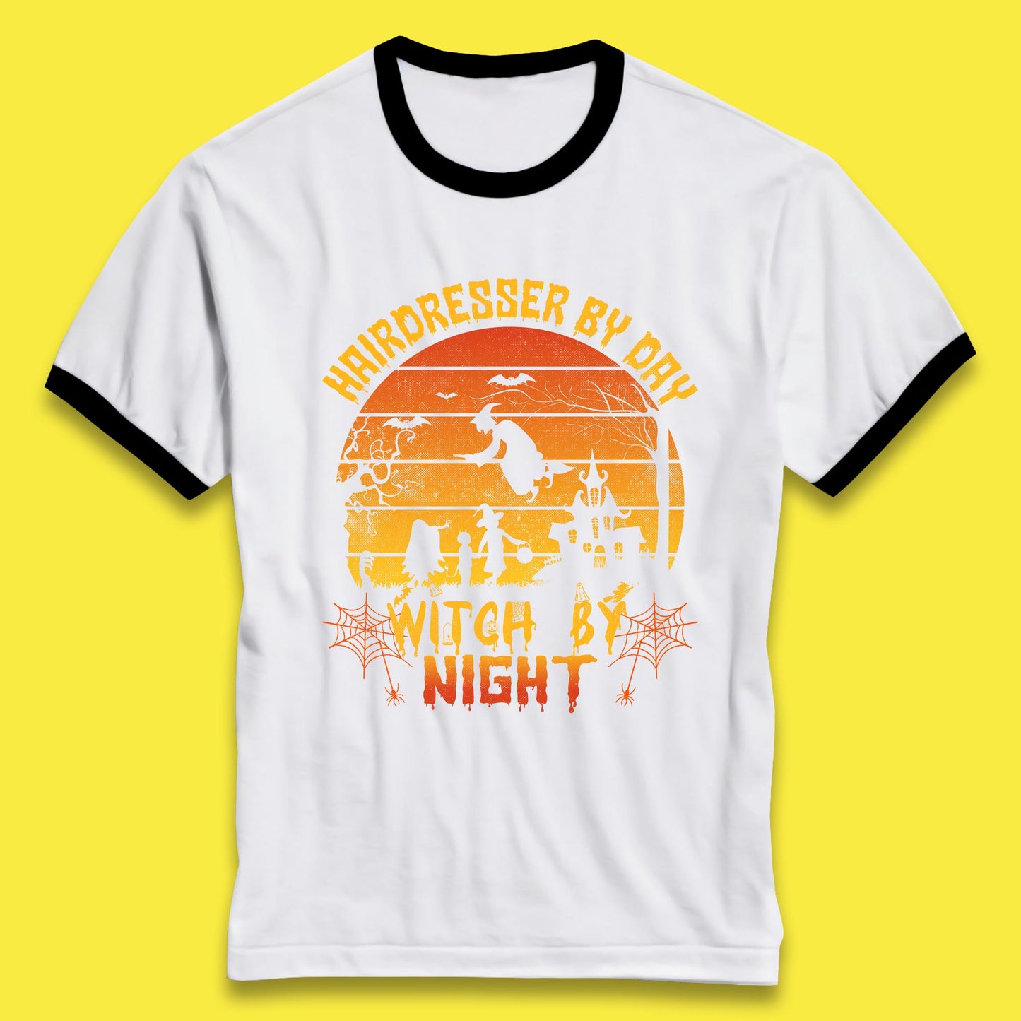 Hairdresser By Day Witch By Night Funny Halloween Hairstylist Spooky Witch Ringer T Shirt