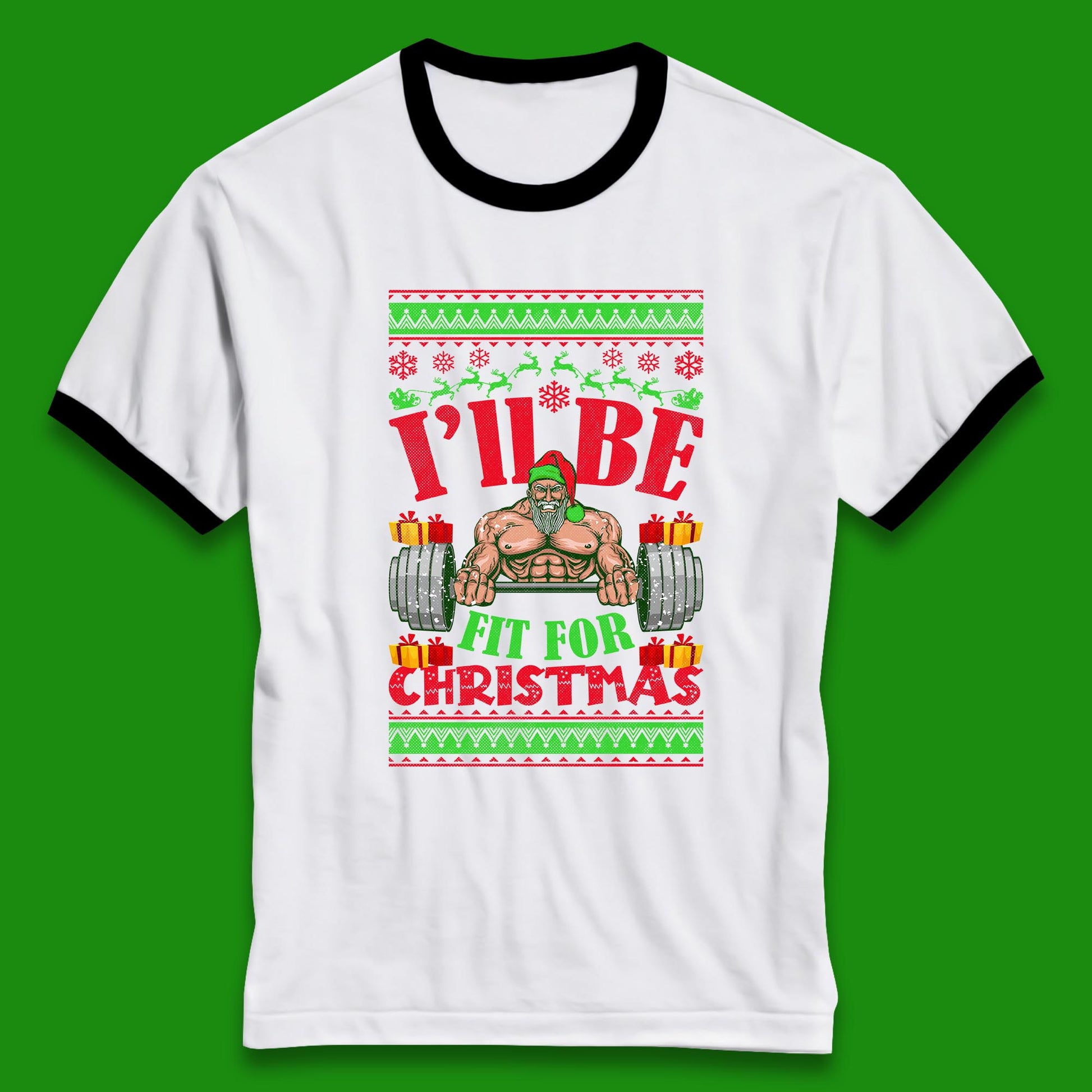 christmas gym ringer t shirt
