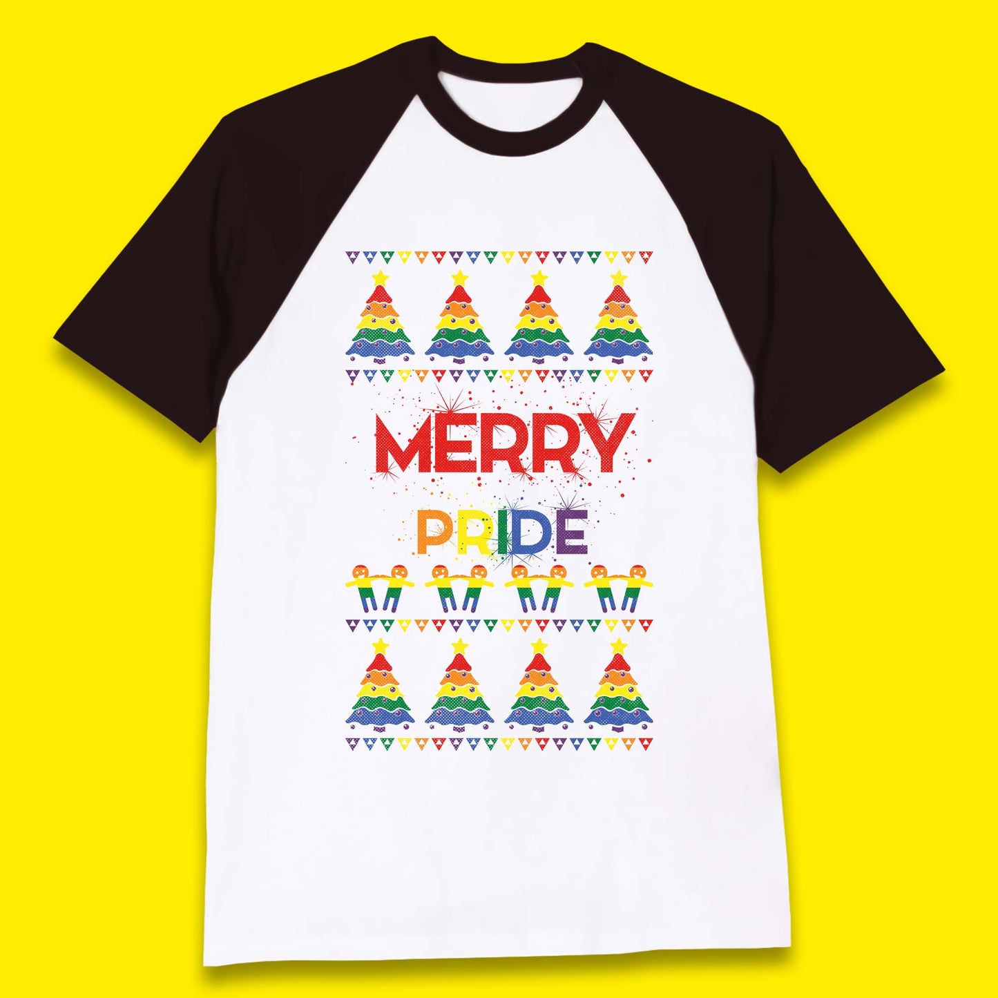 Merry Pride Christmas Trees Baseball T-Shirt