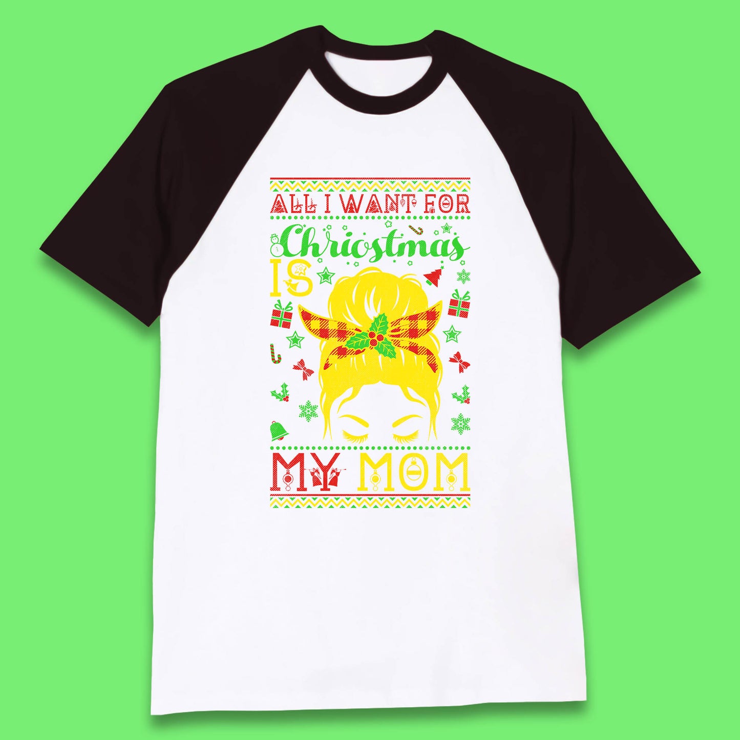mom christmas baseball t shirt