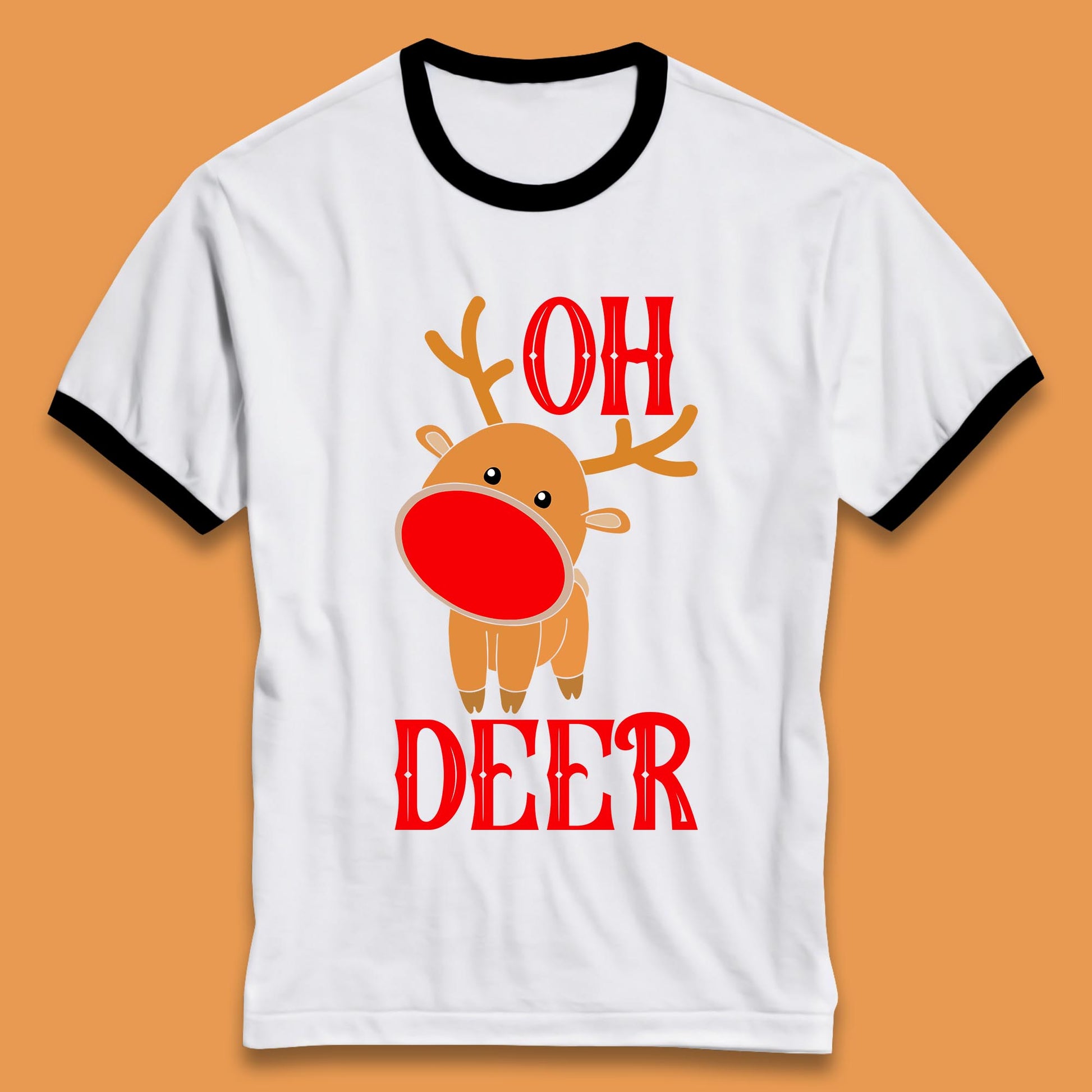 reindeer oh deer christmas rudolph ringer t shirt