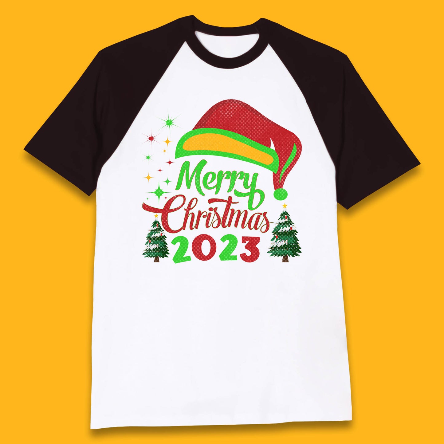 Merry Christmas 2023 Elf Hat Christmas Trees Xmas Gift Baseball T Shirt
