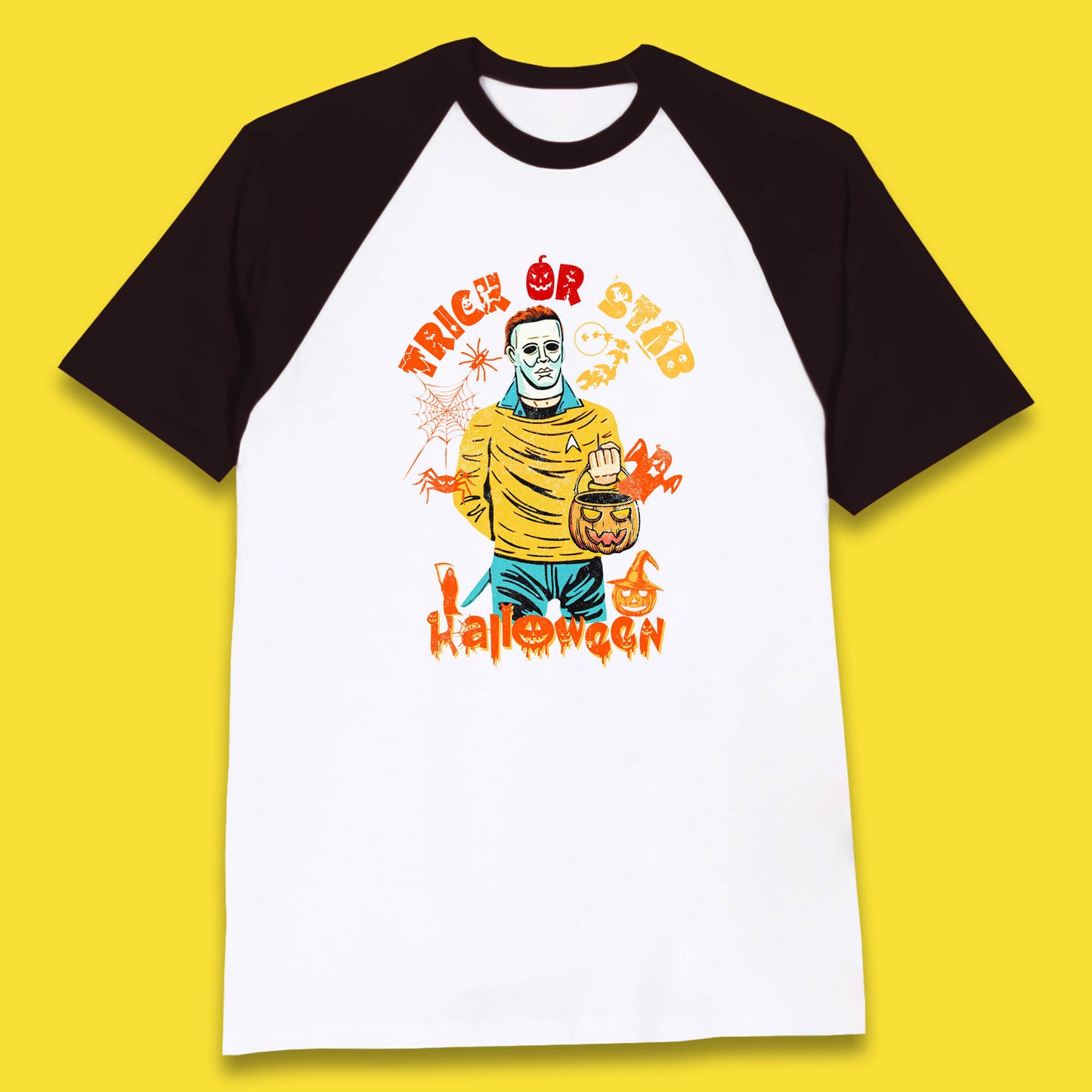 Trick Or Stab Halloween Michael Myers Stab Trek Trick Or Treat Baseball T Shirt