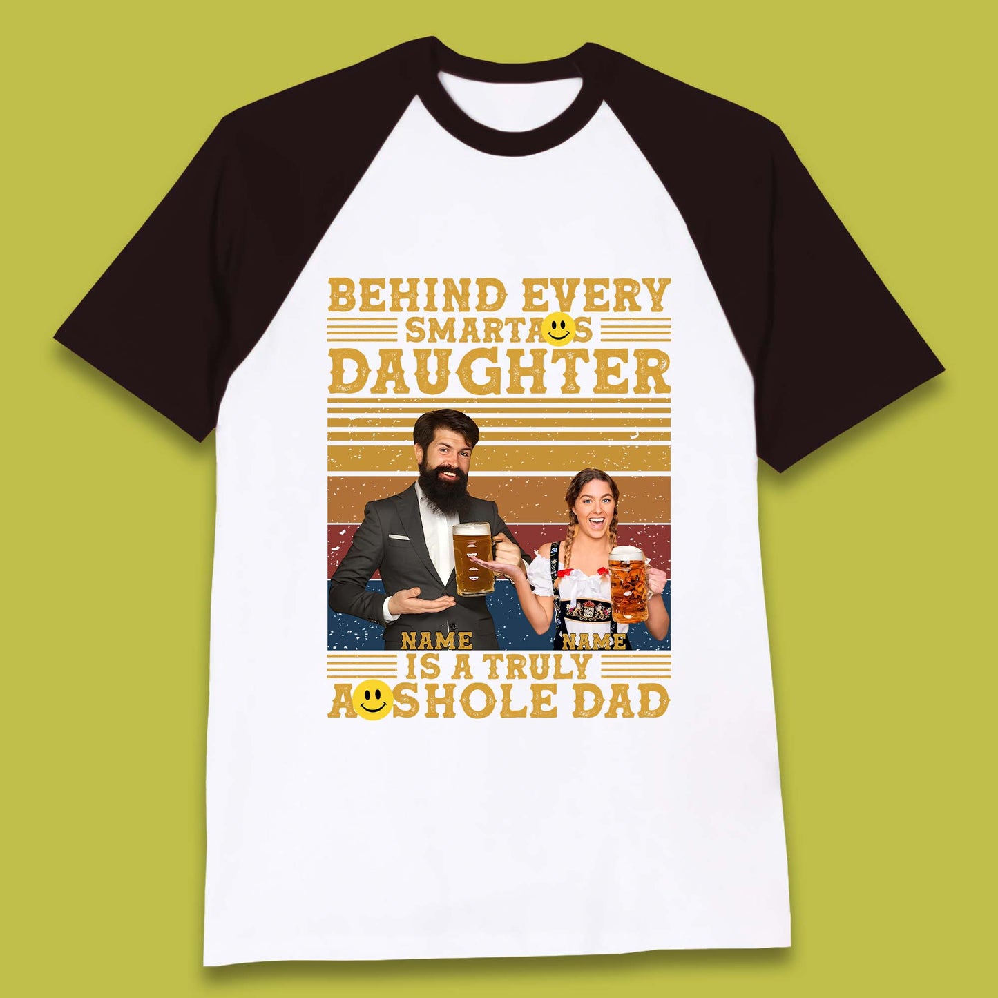 Personalised Truely Asshole Dad Baseball T-Shirt