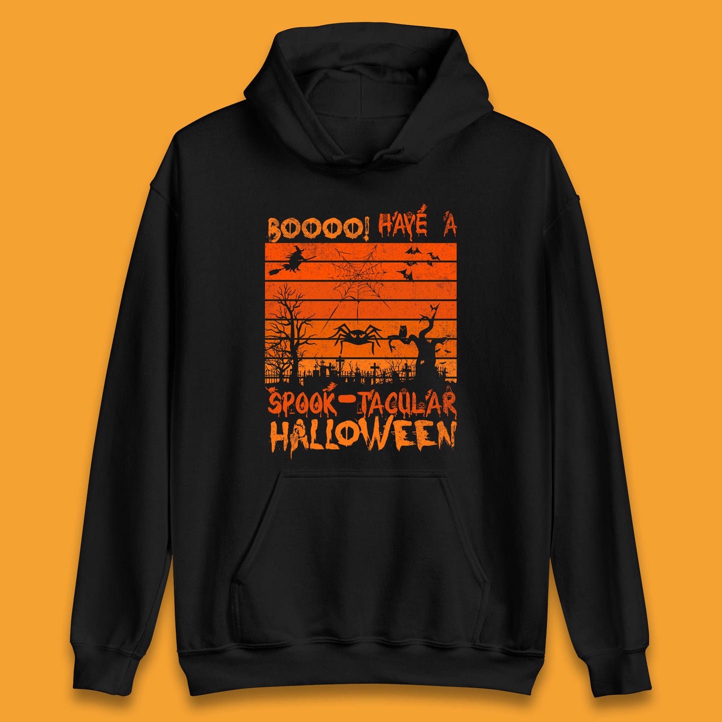Booo Have A Spook Tacular Halloween Graveyards With Dead Tree Horror Scary Unisex Hoodie
