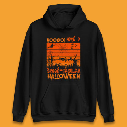 Booo Have A Spook Tacular Halloween Graveyards With Dead Tree Horror Scary Unisex Hoodie