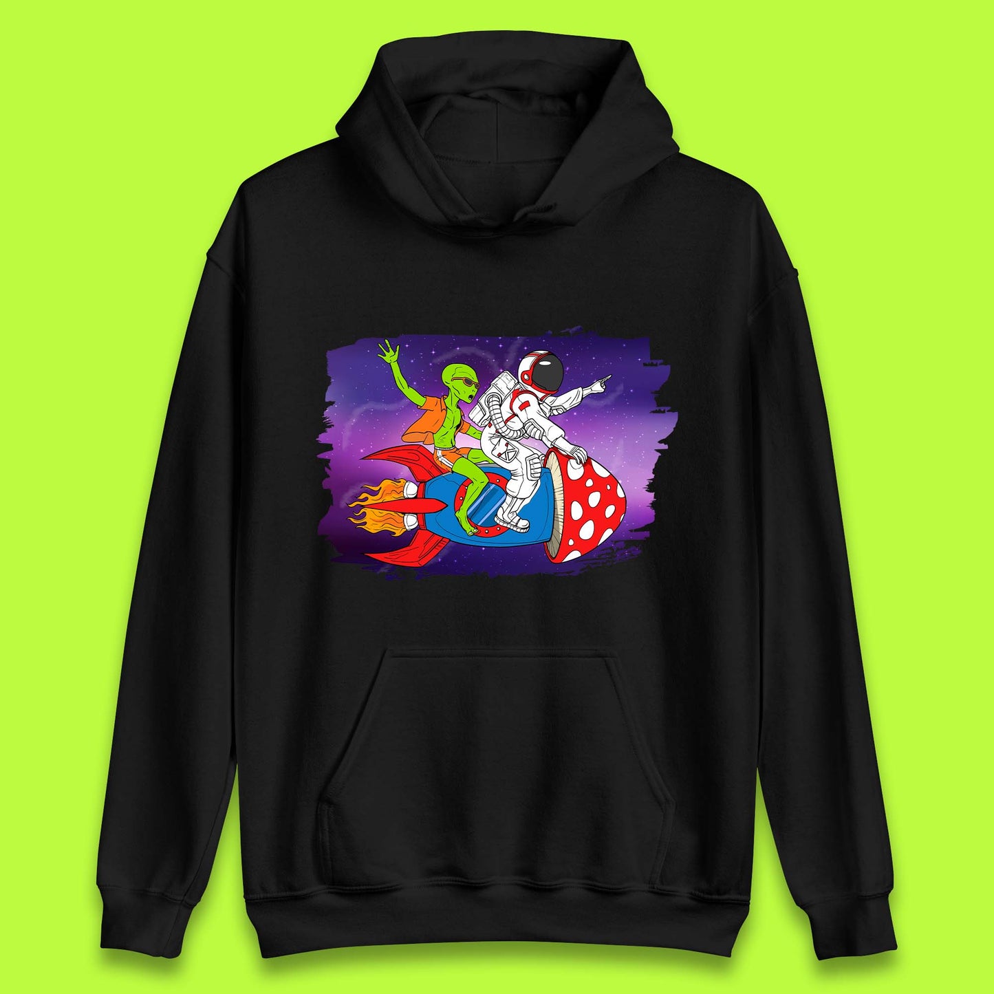 Alien & Astronaut Rocket Ship Unisex Hoodie