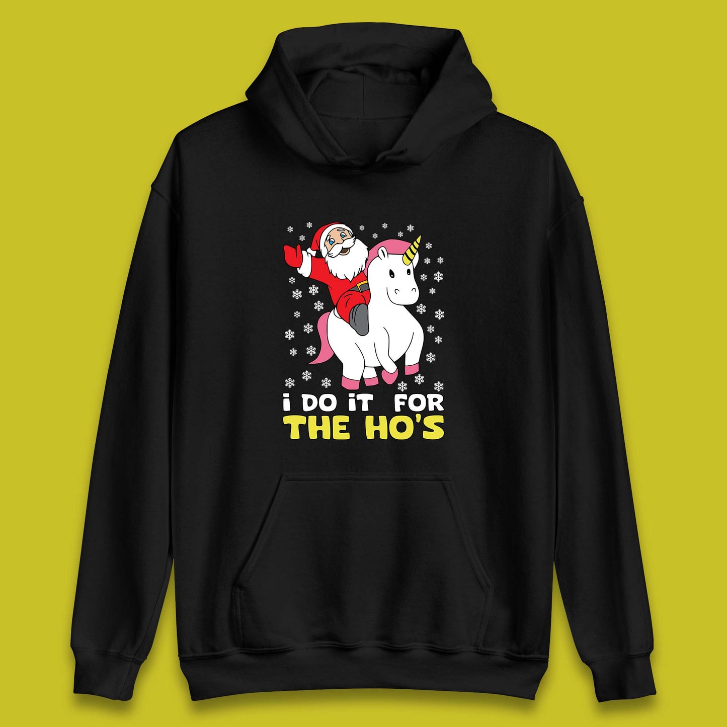santa riding unicorn hoodie