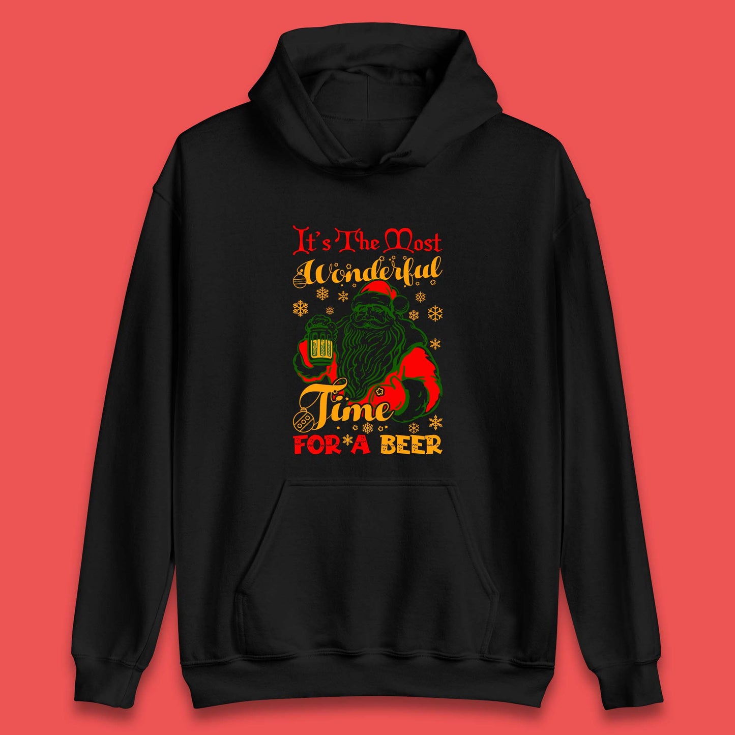 santa drinking beer hoodie