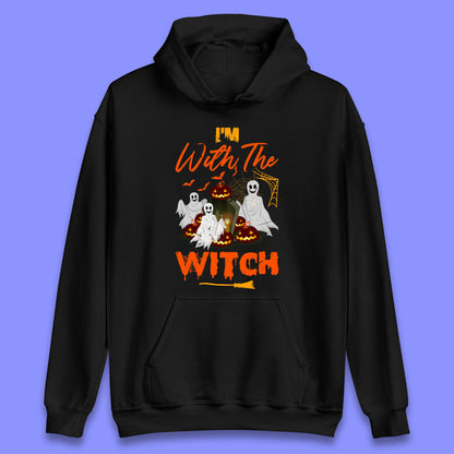 I'm With The Witch Halloween Ghosts With Jack-O-Lantern Horror Pumpkins Unisex Hoodie