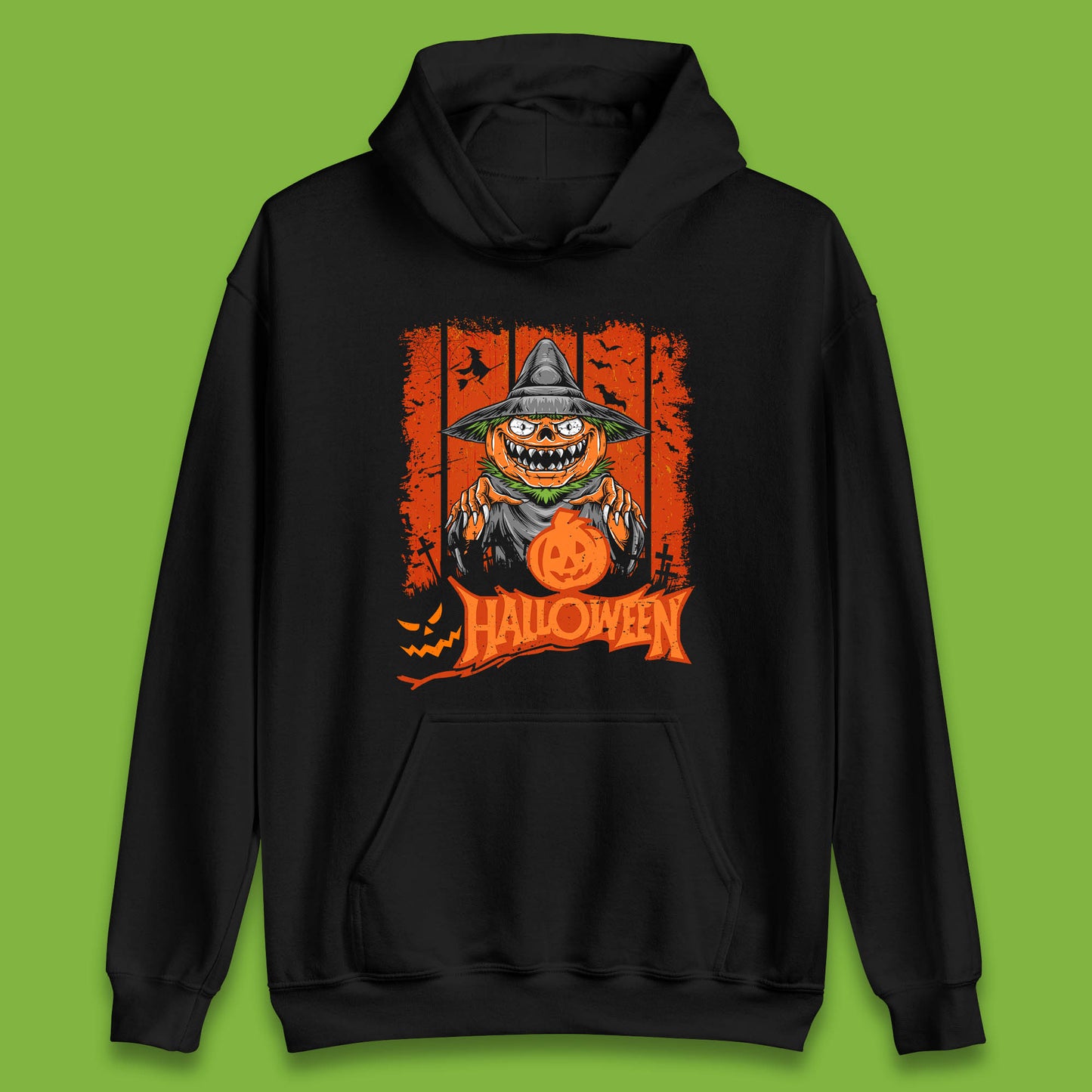 Halloween Pumpkin Head Scarecrow Jack O Lantern Pumpkin Head Horror Scary Vintage Retro Unisex Hoodie