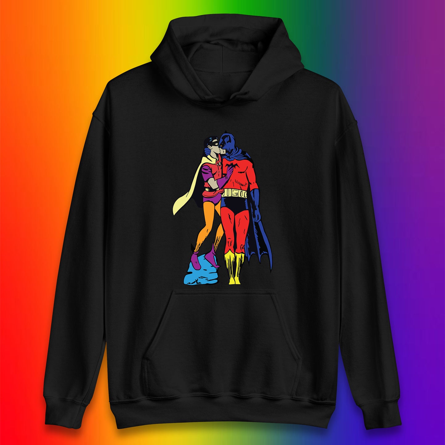 Batman X Robin Superhero Kiss Gay Pride LGBT Gay Bat Superheros Film DC Comics Unisex Hoodie
