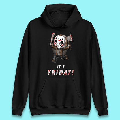 It's Friday Chibi Jason Voorhees Holding Bloody Knife & Bloody Axe Halloween Friday The 13th Horror Movie Unisex Hoodie