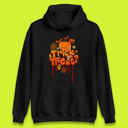 Trick Or Treat Halloween Pumpkin Blood Dripping Horror Scary Spooky Season Unisex Hoodie