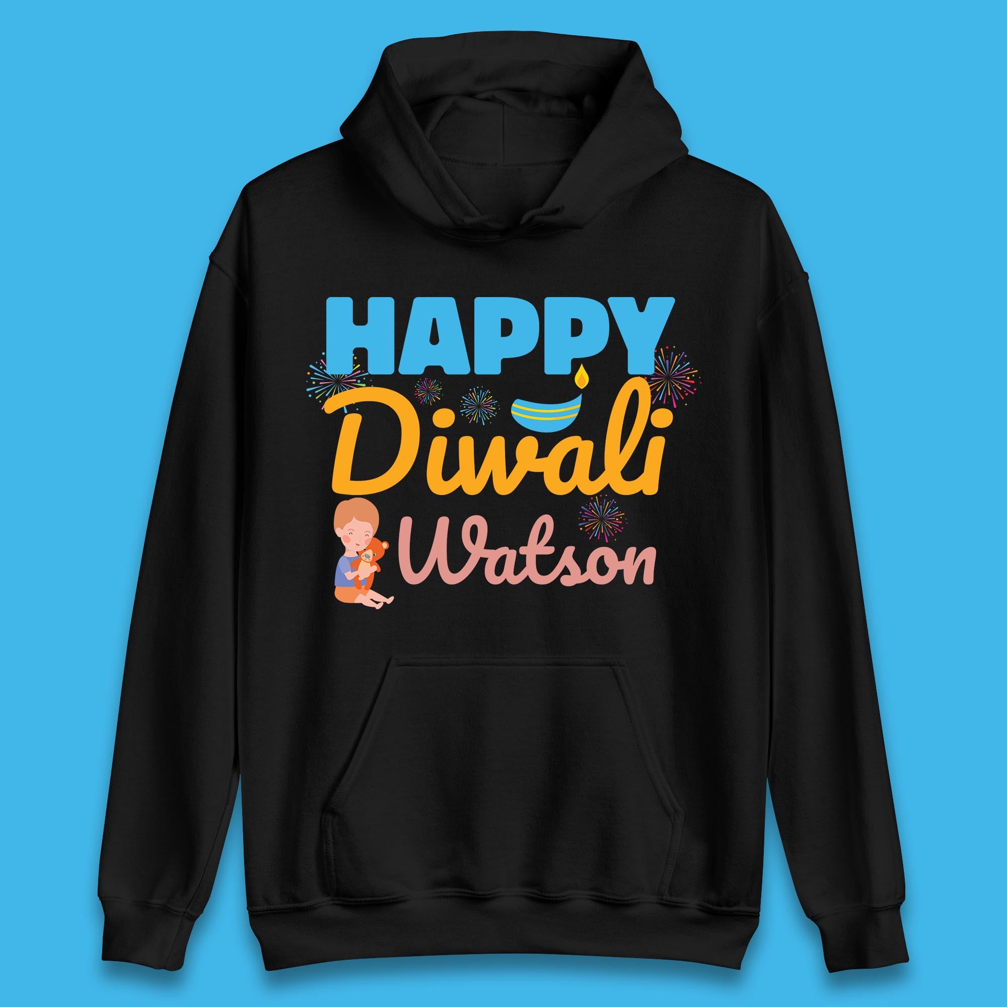 Personalised Happy Diwali Festival Of Lights Your Name Indian Diwali Holiday Celebration Unisex Hoodie