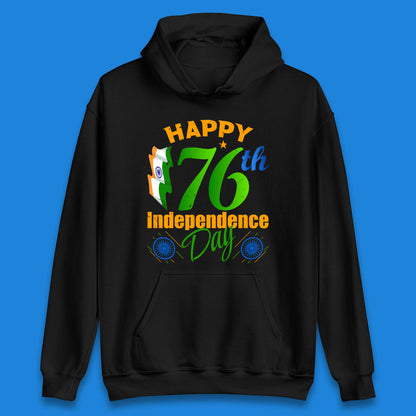 Happy India 76th Independence Day 15th August Patriotic Indian Flag Unisex Hoodie