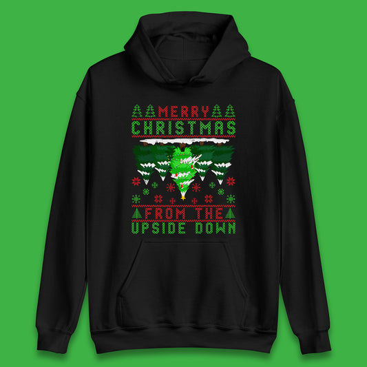 merry christmas from the upside down tree hoodie