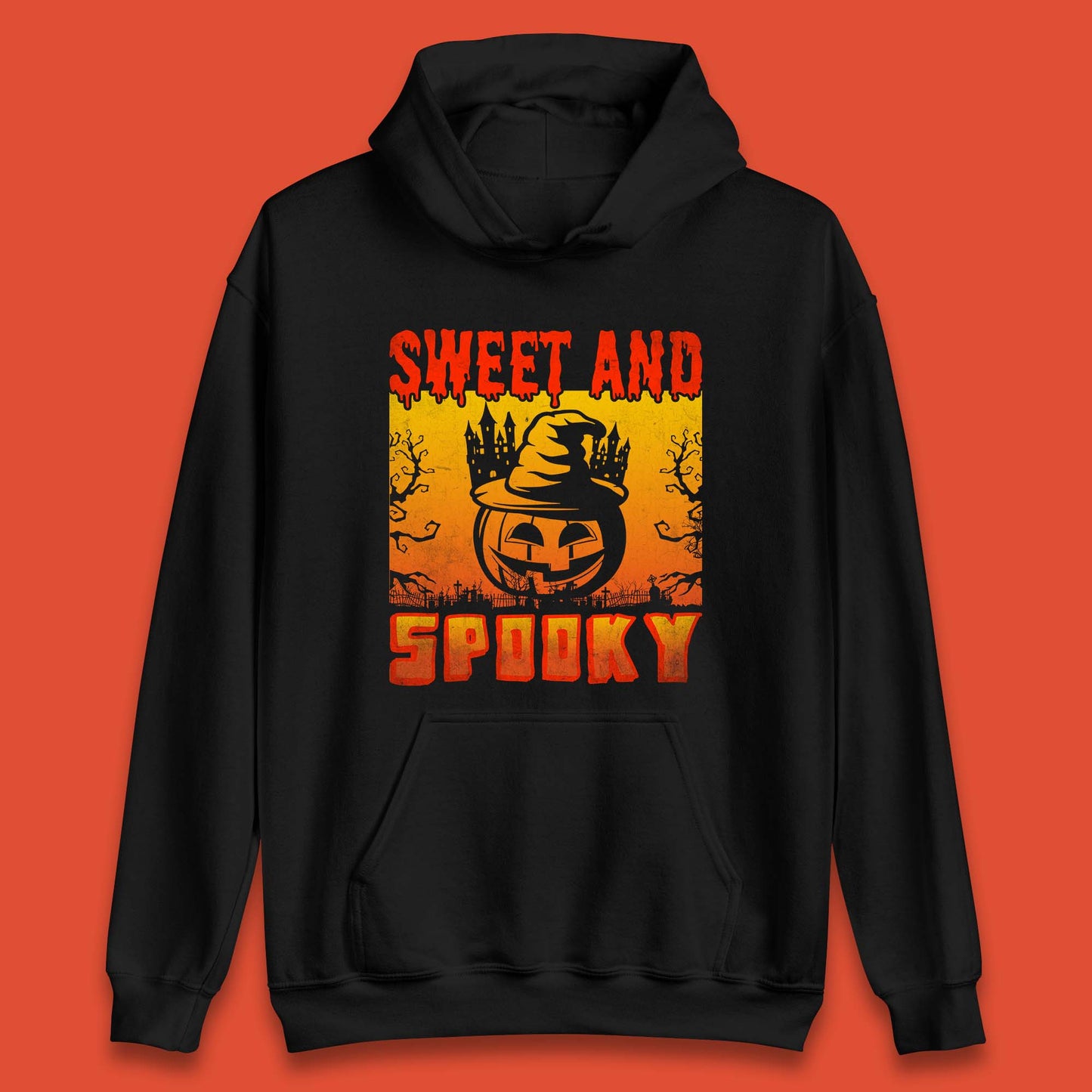 Sweet And Spooky Happy Halloween Witch Hat Pumpkin Horror Scary Season Unisex Hoodie