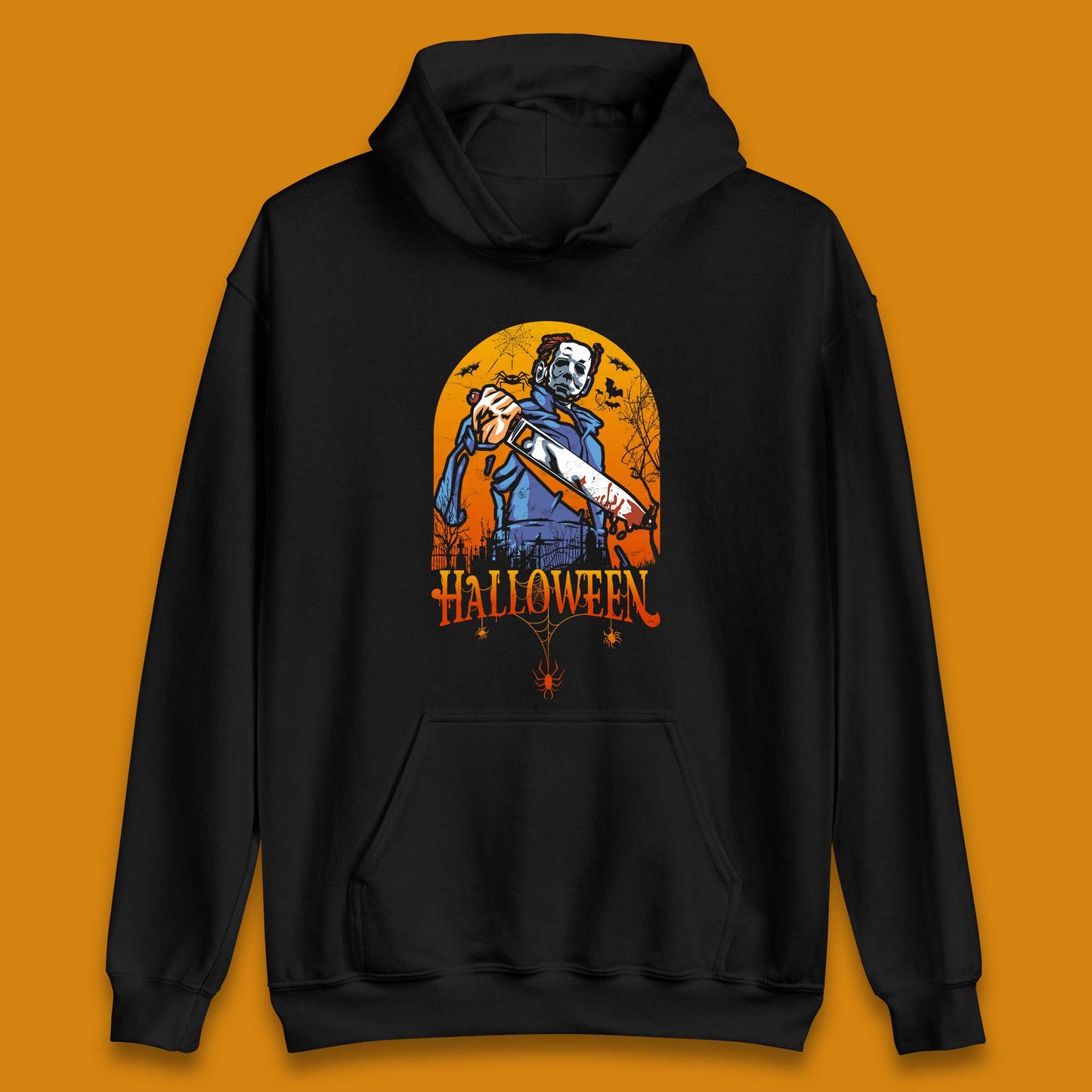 Halloween Michael Myers Holding Bloody Knife Halloween Serial Killer Horror Movie Character Unisex Hoodie