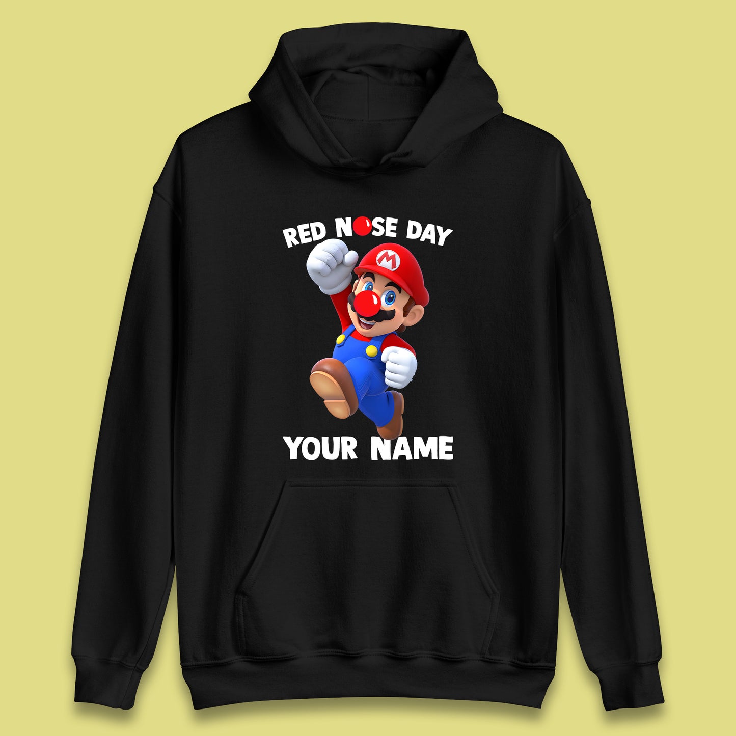 Personalised Super Mario Red Nose Day Unisex Hoodie