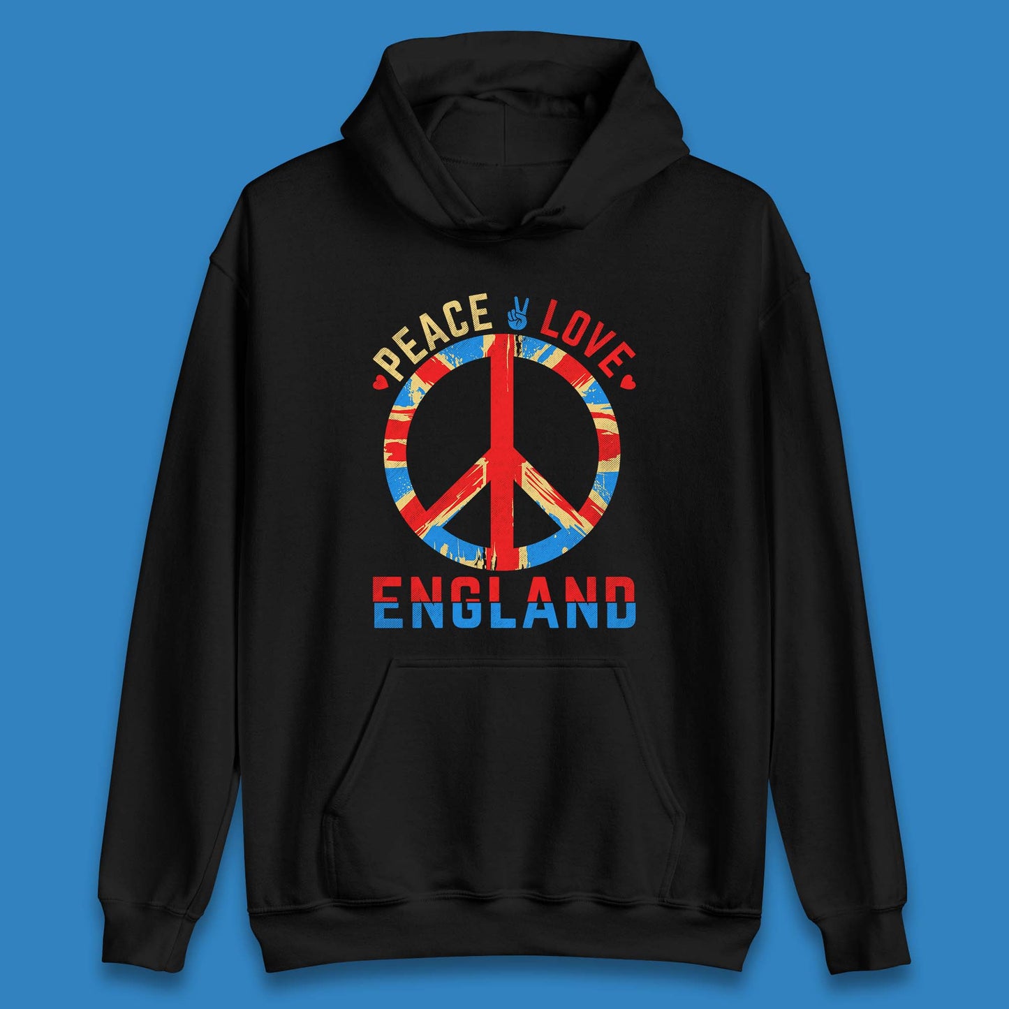 Peace Love England Peace Sign United Kingdom British England Vacation Trip Unisex Hoodie