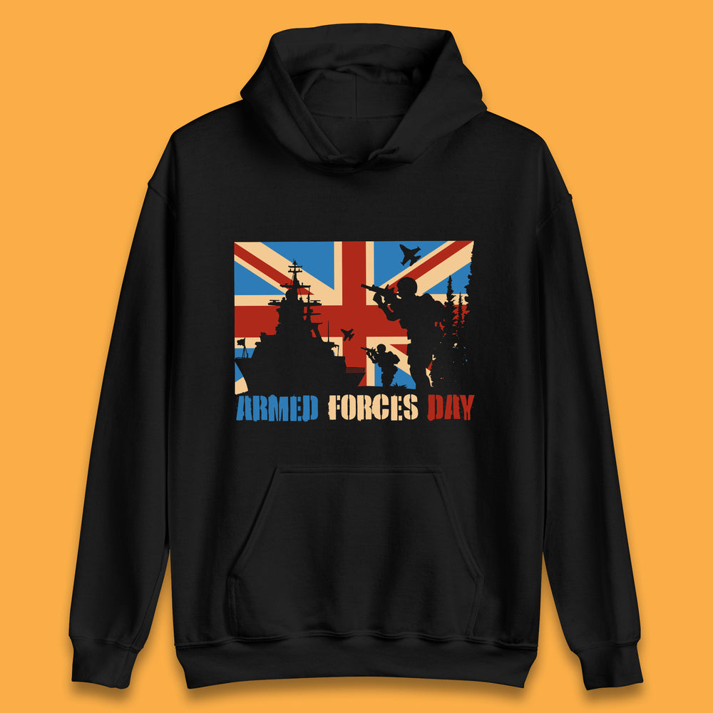 UK Flag British Armed Forces Day WWI Remembrance Day British Veterans Day Unisex Hoodie