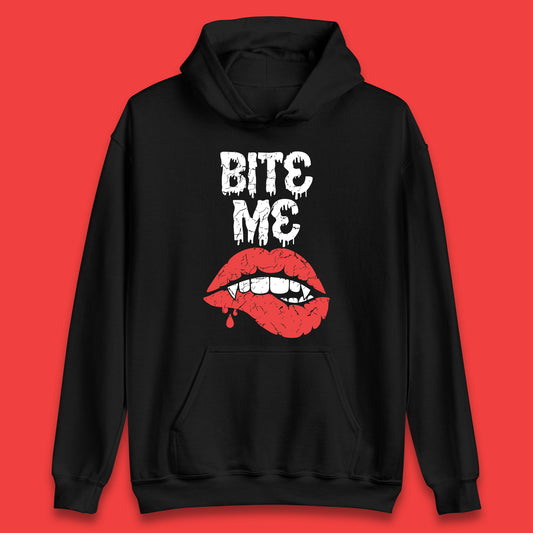 Bite Me Vampire Fangs Halloween Horror Lips Halloween Spooky Party Costume Unisex Hoodie