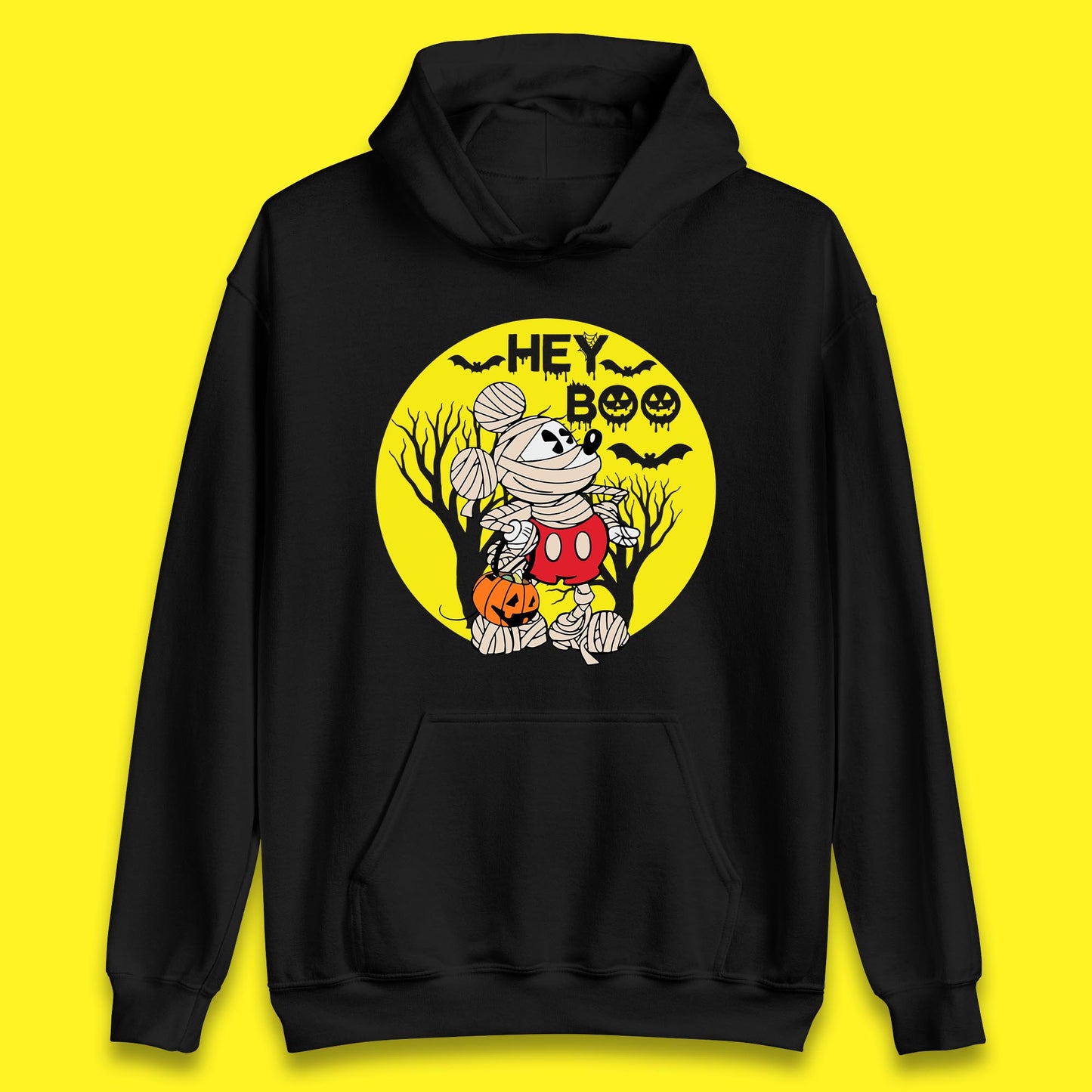 Hey Boo Disney Halloween Mickey Mouse Mummy Trick Or Treat Spooky Vibes Unisex Hoodie