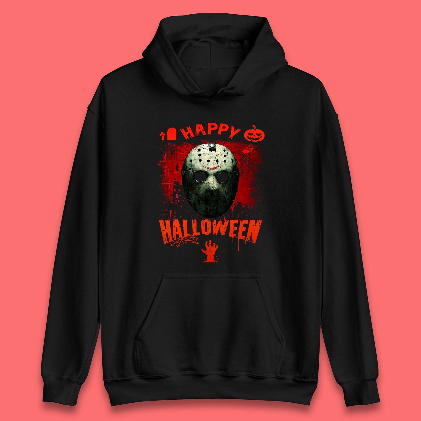 Happy Halloween Jason Voorhees Face Mask Halloween Friday The 13th Horror Movie Unisex Hoodie