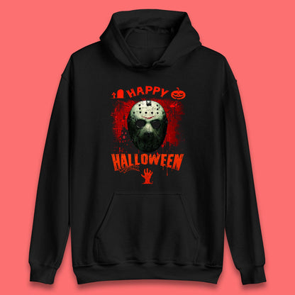 Happy Halloween Jason Voorhees Face Mask Halloween Friday The 13th Horror Movie Unisex Hoodie