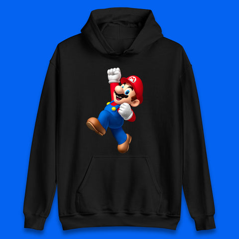Super Mario Jumping In Happy Mood Funny Game Lovers Players Mario Bro Toad Retro Gaming Unisex Hoodie