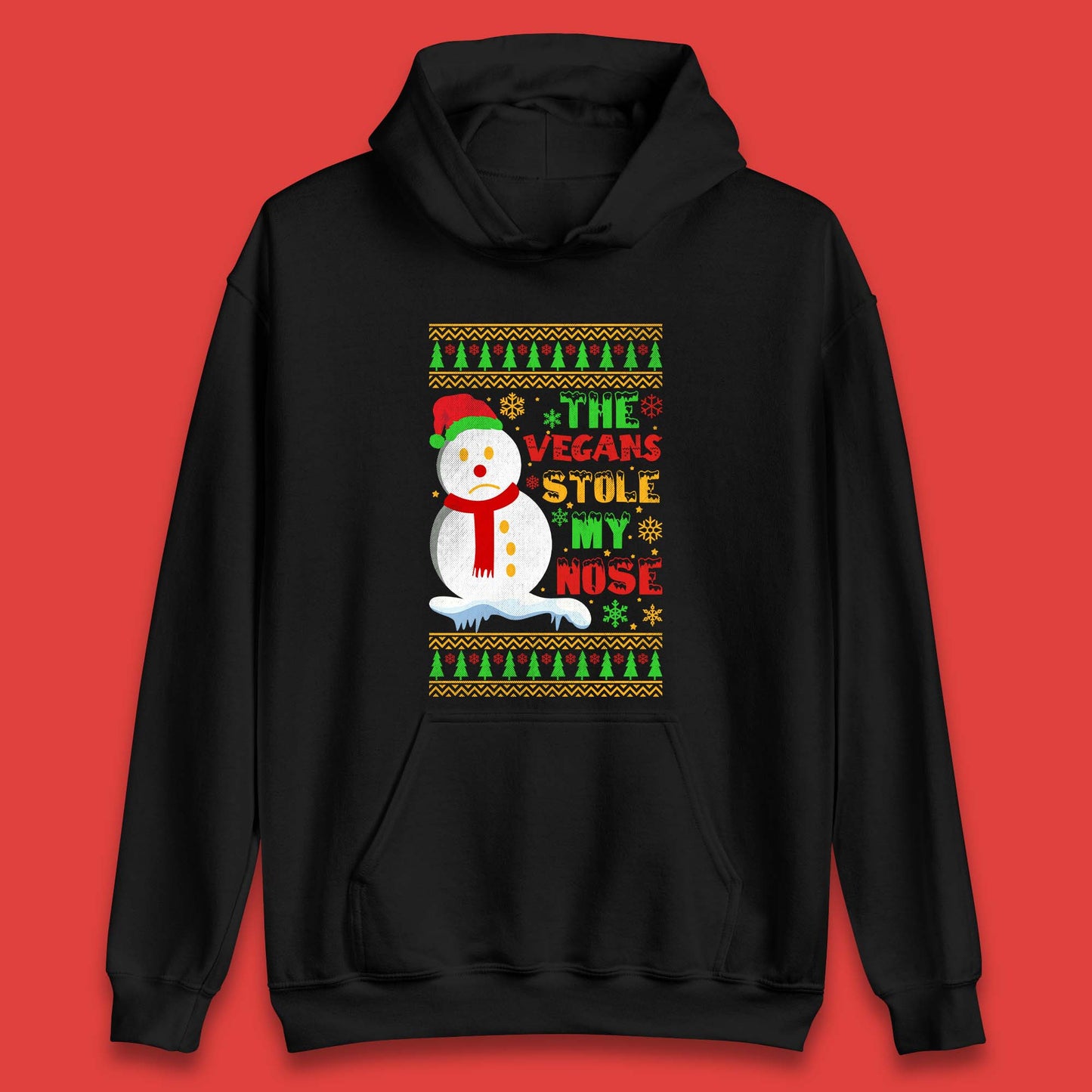 Vegan Snowman Christmas Unisex Hoodie