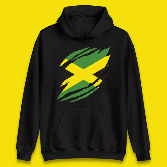 Distressed Jamaica Flag Jamaica Flag Caribbean Islander Sun Marley Kingston Jamaican Pride Patriotism Unisex Hoodie