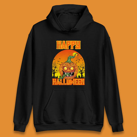 Happy Halloween Zombie Monster Pumpkin Jack-o-lantern Spooky Season Unisex Hoodie