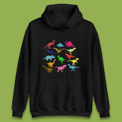Colourful Dinosaurs Dino Fossil Dinosaurs Wild Nature Prehistoric Paleontology Velociraptor Unisex Hoodie