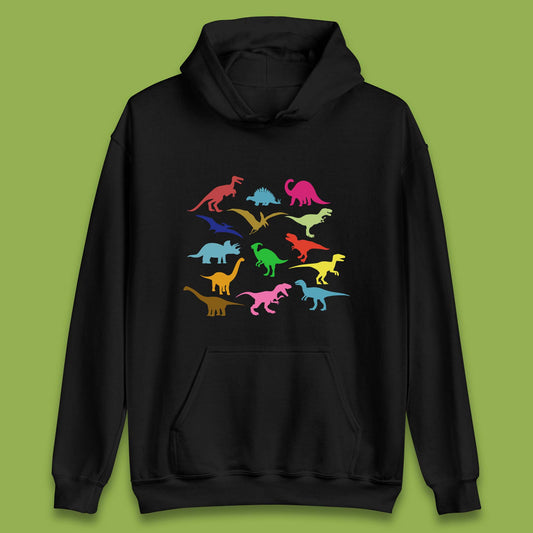Colourful Dinosaurs Dino Fossil Dinosaurs Wild Nature Prehistoric Paleontology Velociraptor Unisex Hoodie