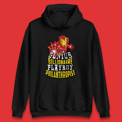 Tony Stark Quote Genius Billionaire Playboy Philanthropist Marvel Avenger Iron Man Superhero Movie Character Unisex Hoodie