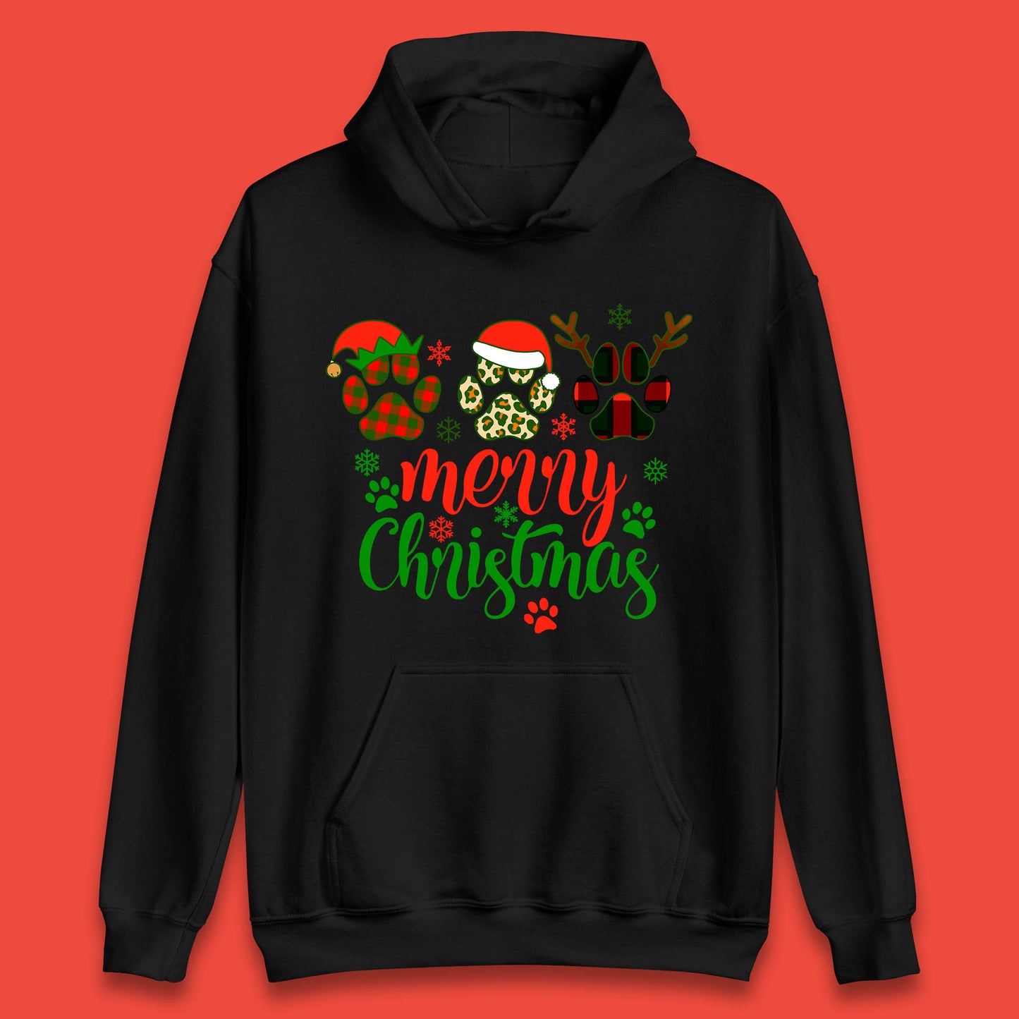 dog & cat paws christmas hoodie