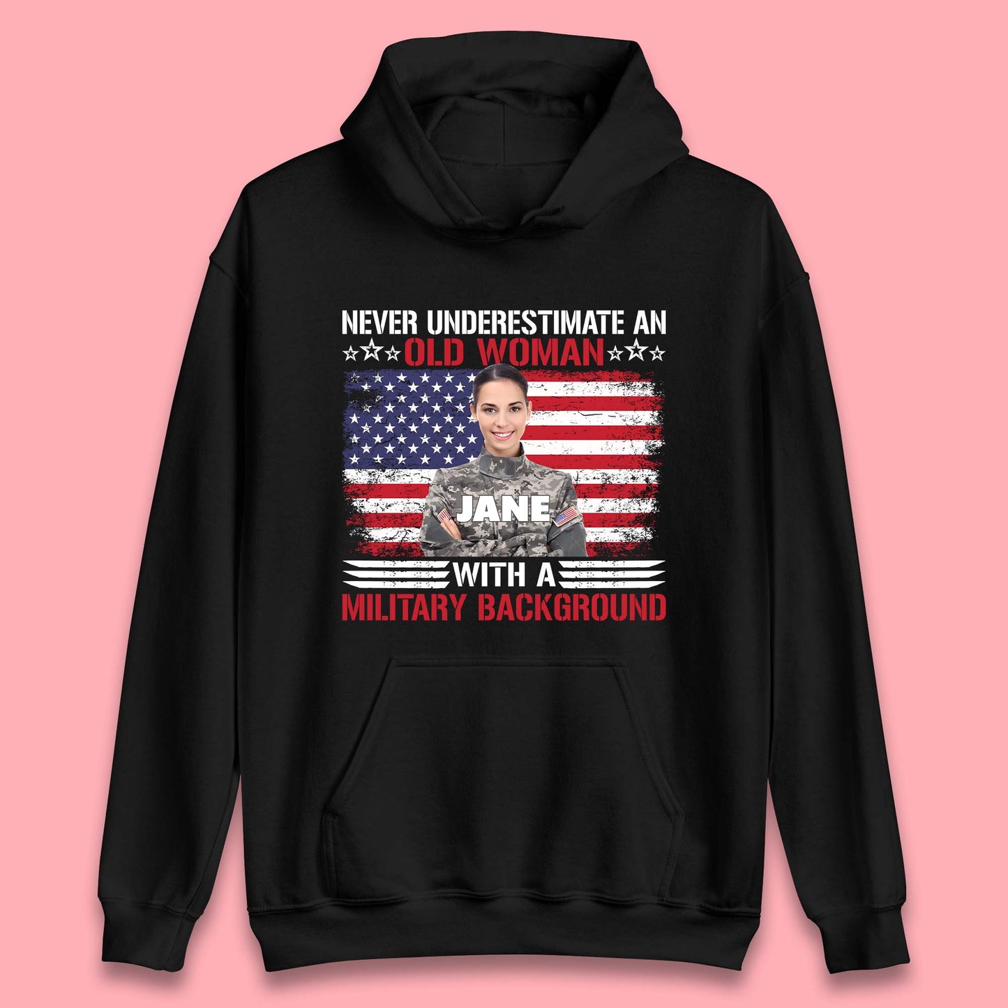 Personalised Never Underestimate An Old Woman Unisex Hoodie